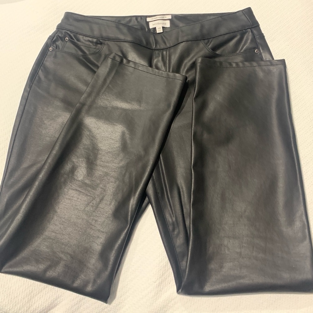 Westbound Faux Leather Pull On Pants/Jeans, Size 14R